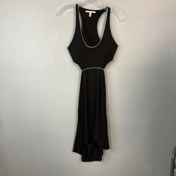 VICTORIA'S Secret Cutout Racerback Mini Skater Dress Black Turquoise Trim Size M - Picture 13 of 14